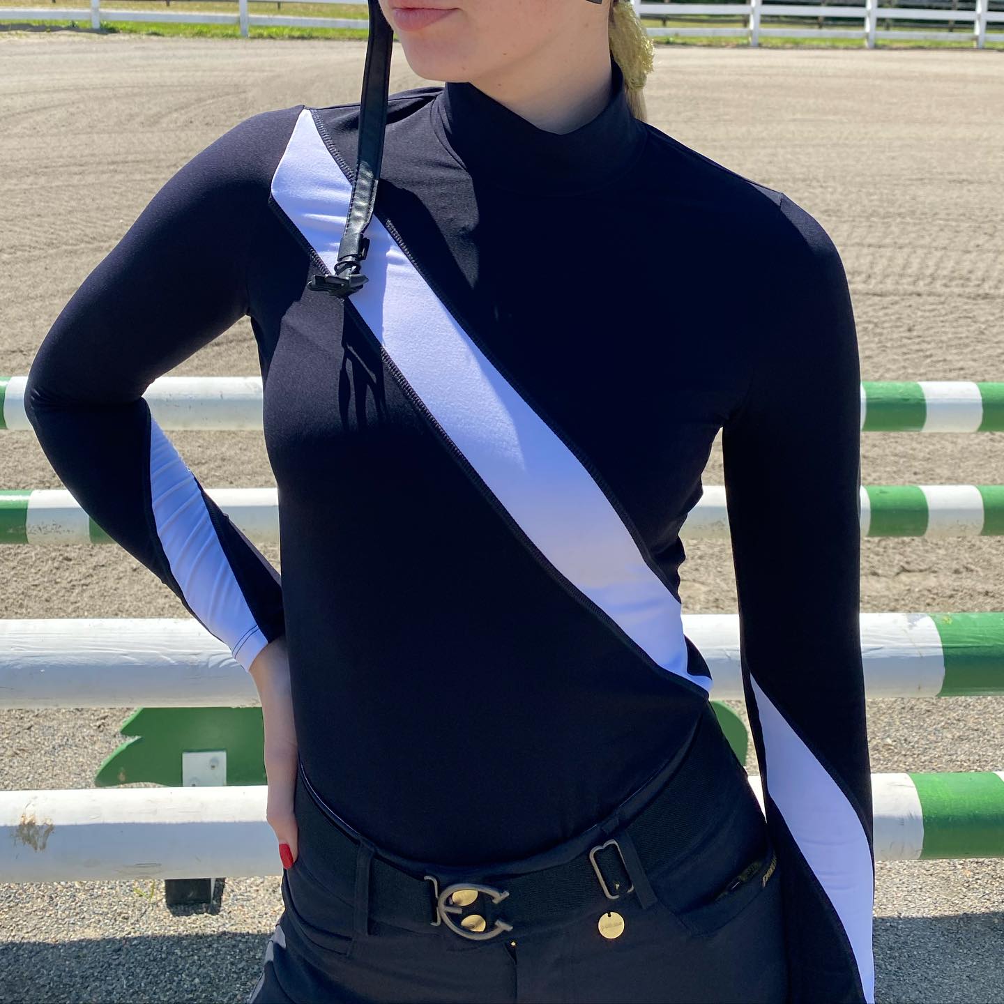 GRACE Turtleneq Long Sleeve Sunshirt - Black & White - Equestrian Club - Equiluxe Tack