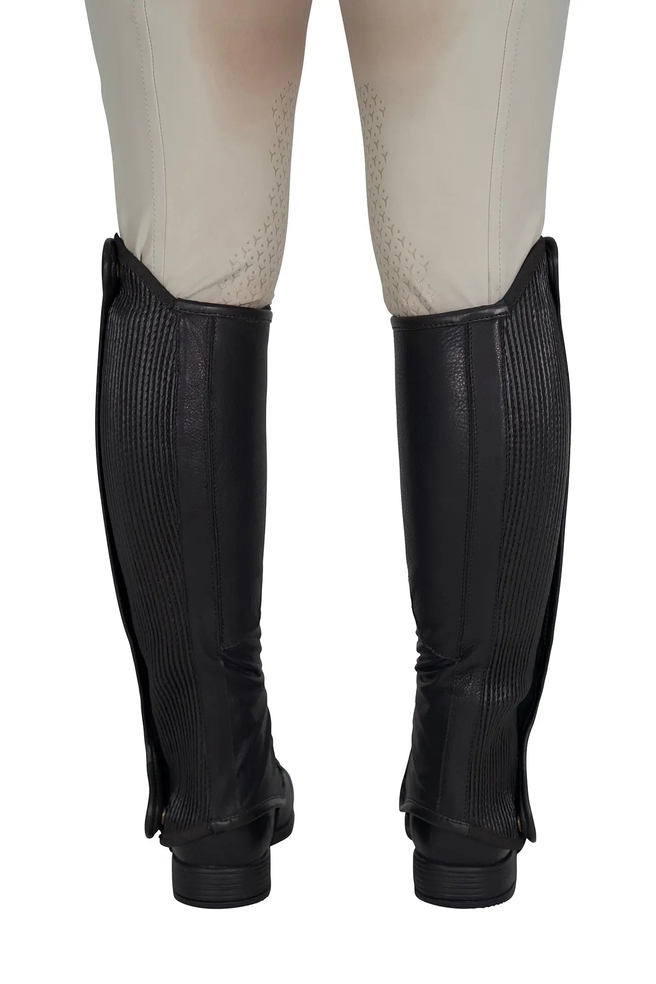 Grand Prix Elite Leather Kids Half Chaps, Black - Equiluxe Tack