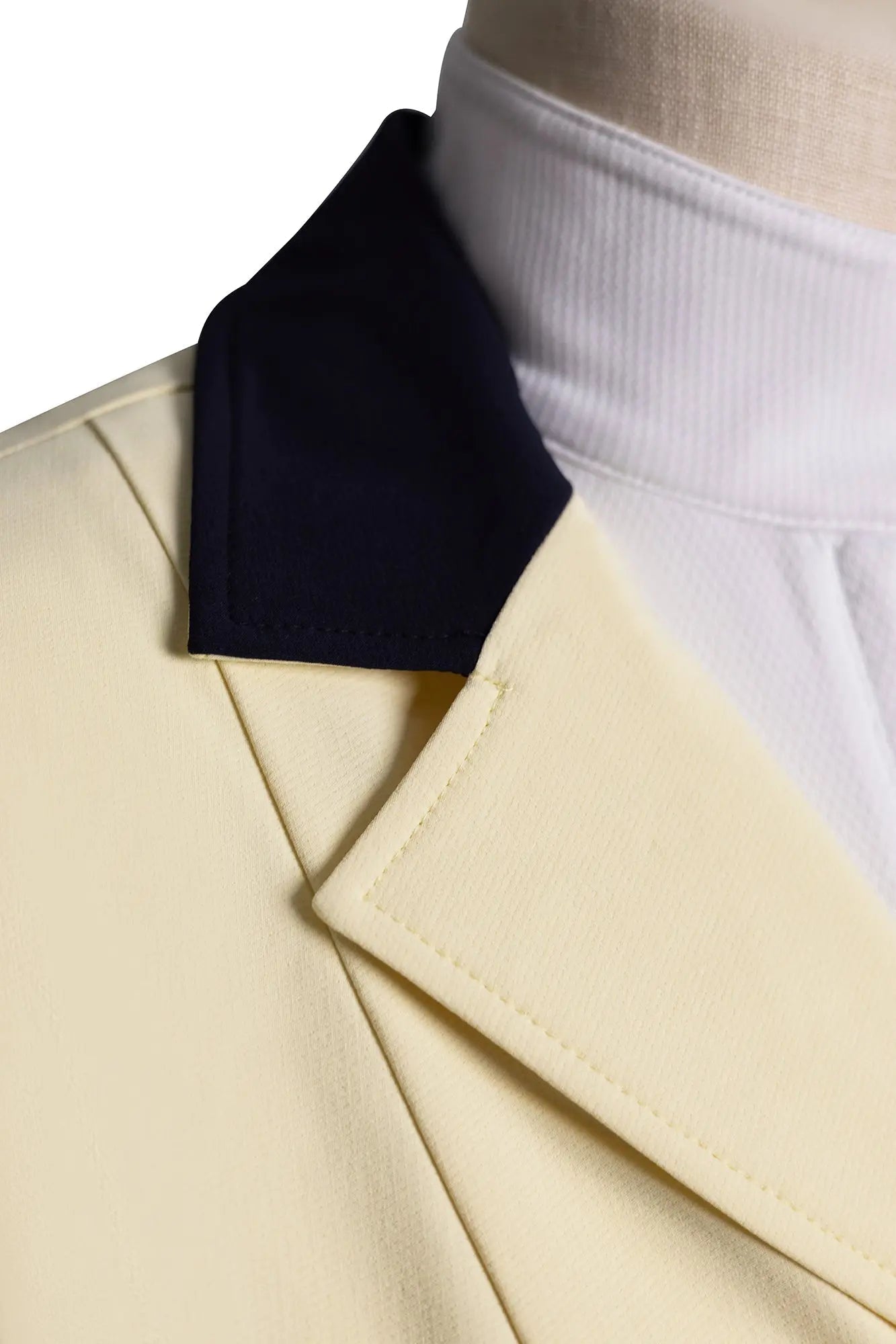 Grand Prix Ladies EQJ 3 Button Show Coat, Butter with Navy Collar - Equiluxe Tack