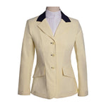 Grand Prix Ladies EQJ 3 Button Show Coat, Butter with Navy Collar - Equiluxe Tack