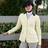 Grand Prix Ladies EQJ 3 Button Show Coat, Butter with Navy Collar - Equiluxe Tack