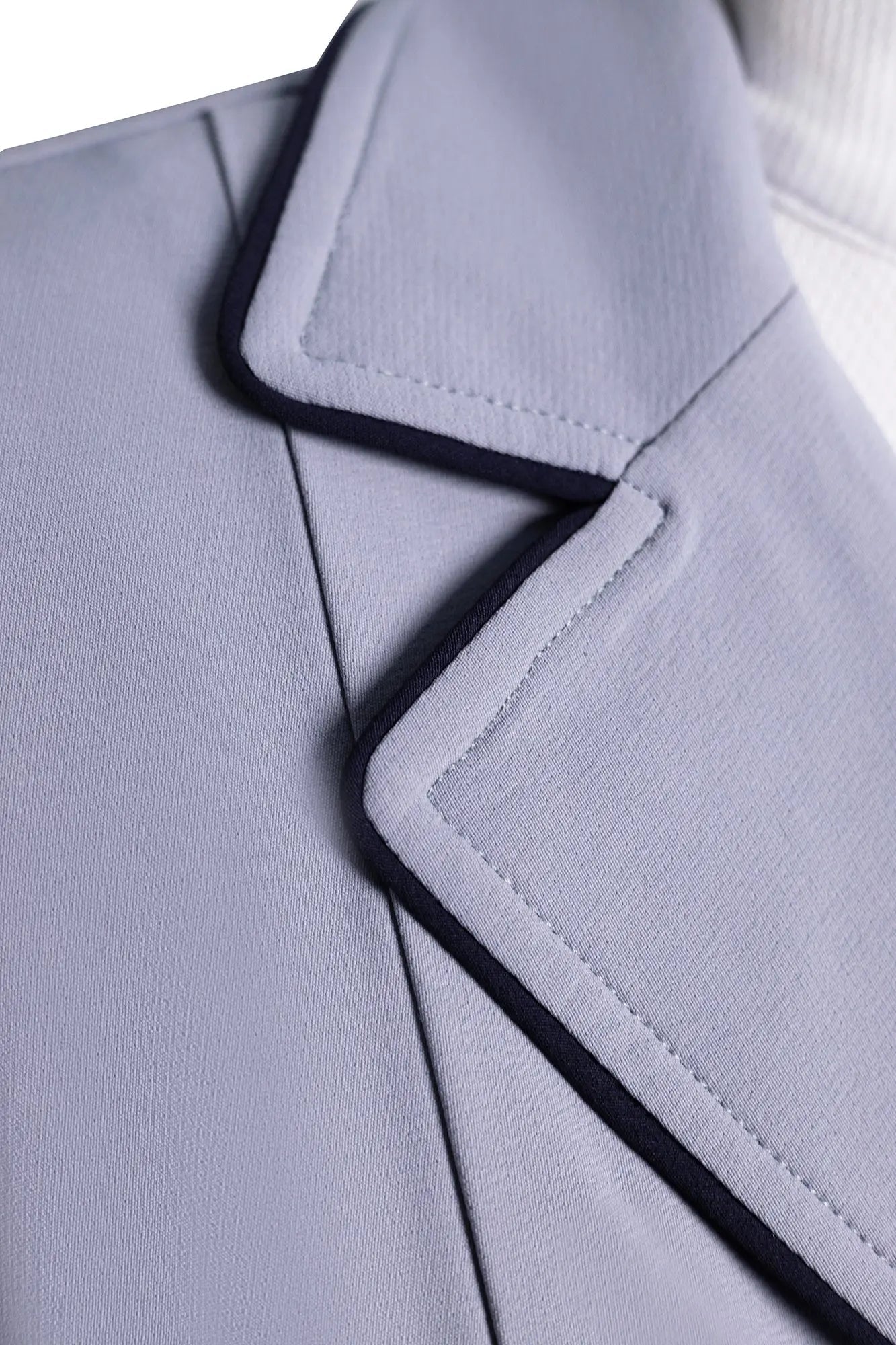 Grand Prix Ladies EQJ 3 Button Show Coat, Cadet Blue with Navy Piping - Equiluxe Tack