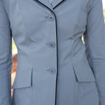Grand Prix Ladies EQJ 3 Button Show Coat, Cadet Blue with Navy Piping - Equiluxe Tack