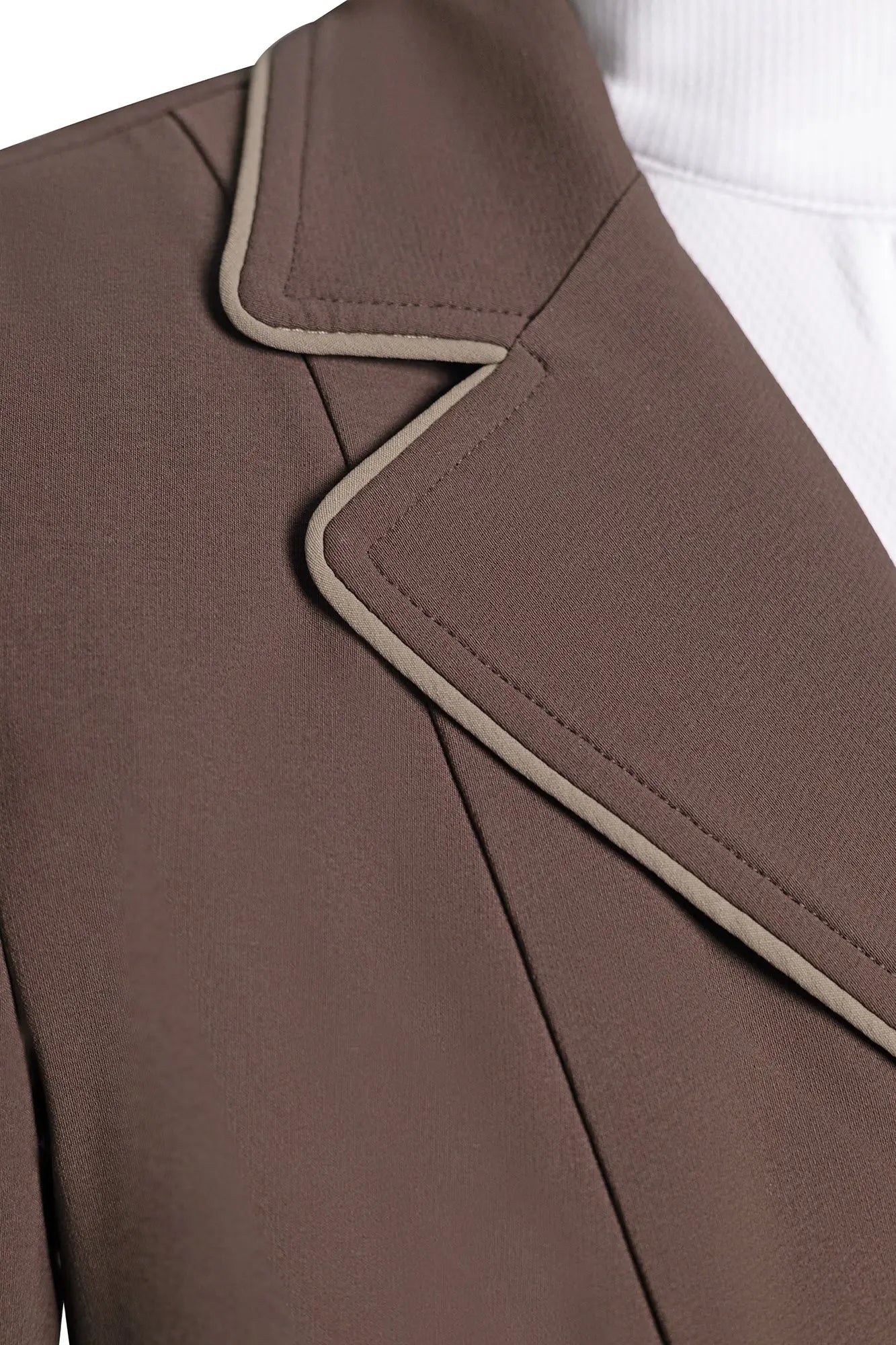 Grand Prix Ladies EQJ 3 Button Show Coat, Chocolate with Tan Piping - Equiluxe Tack