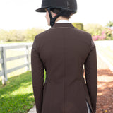 Grand Prix Ladies EQJ 3 Button Show Coat, Chocolate with Tan Piping - Equiluxe Tack