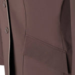 Grand Prix Ladies EQJ 3 Button Show Coat, Chocolate with Tan Piping - Equiluxe Tack