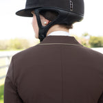 Grand Prix Ladies EQJ 3 Button Show Coat, Chocolate with Tan Piping - Equiluxe Tack
