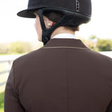 Grand Prix Ladies EQJ 3 Button Show Coat, Chocolate with Tan Piping - Equiluxe Tack