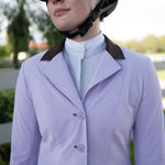 Grand Prix Ladies EQJ 3 Button Show Coat, Lilac with Chocolate Collar - Equiluxe Tack