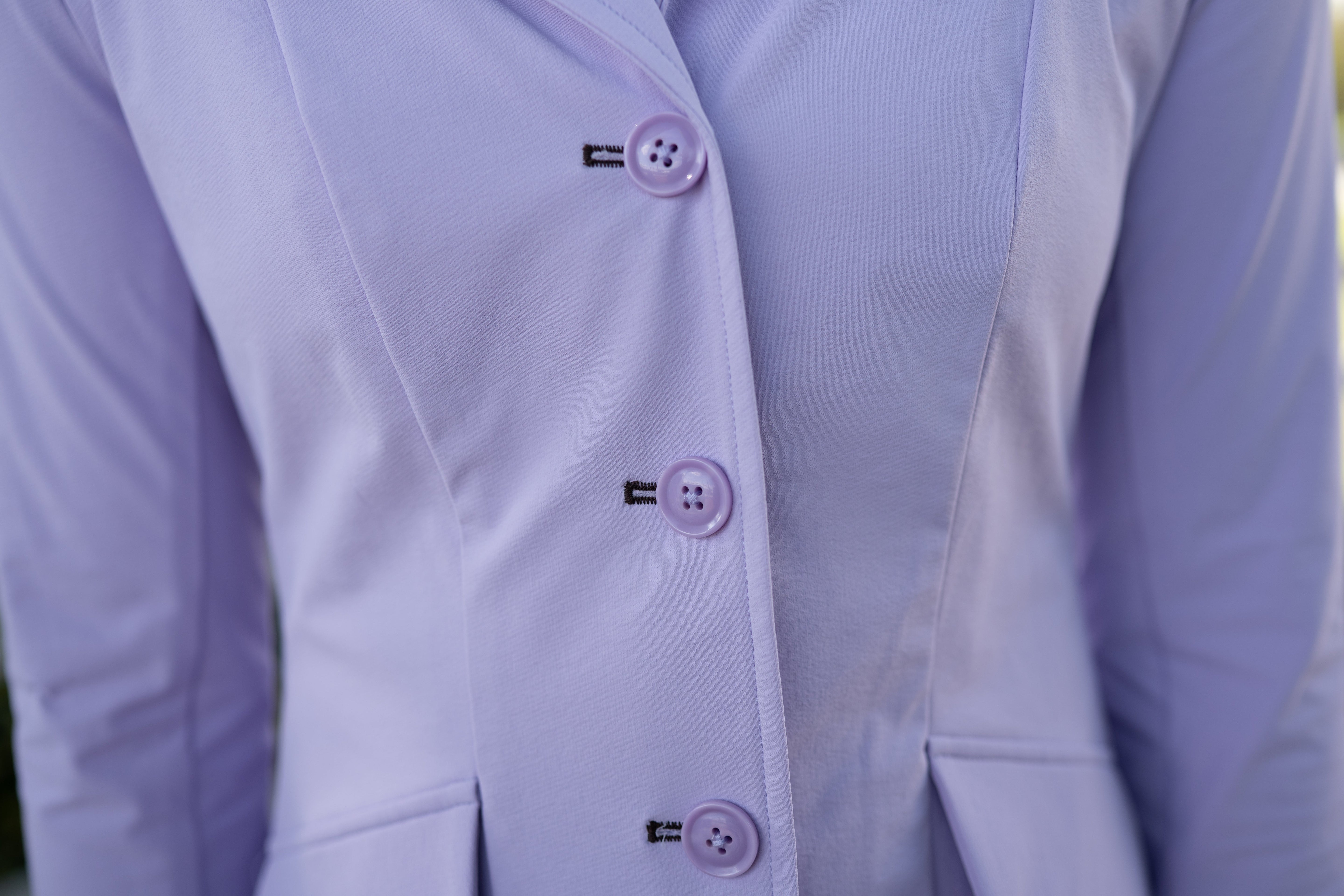 Grand Prix Ladies EQJ 3 Button Show Coat, Lilac with Chocolate Collar - Equiluxe Tack