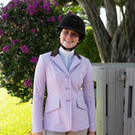Grand Prix Ladies EQJ 3 Button Show Coat, Lilac with Chocolate Collar - Equiluxe Tack