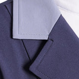 Grand Prix Ladies EQJ 3 Button Show Coat, Navy with Cadet Blue Collar - Equiluxe Tack