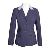 Grand Prix Ladies EQJ 3 Button Show Coat, Navy with Cadet Blue Collar - Equiluxe Tack