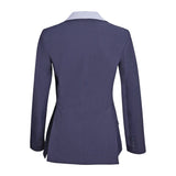 Grand Prix Ladies EQJ 3 Button Show Coat, Navy with Cadet Blue Collar - Equiluxe Tack