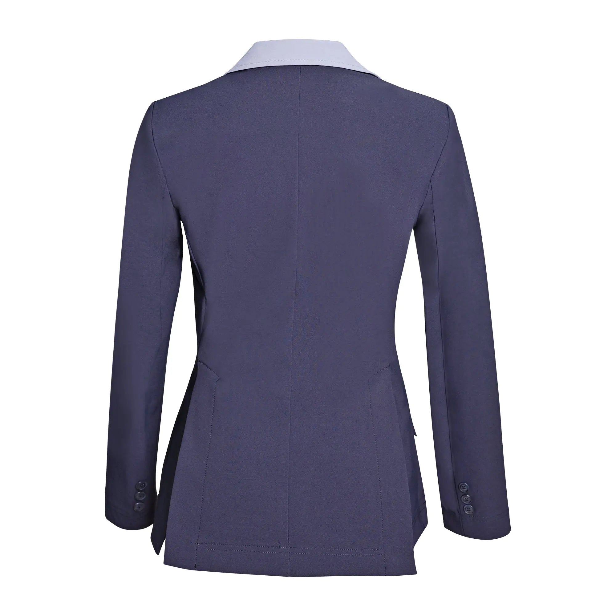 Grand Prix Ladies EQJ 3 Button Show Coat, Navy with Cadet Blue Collar - Equiluxe Tack