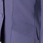 Grand Prix Ladies EQJ 3 Button Show Coat, Navy with Cadet Blue Collar - Equiluxe Tack