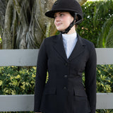 Grand Prix Ladies EQJ 3 Button Show Coat, NY Tech Fabric, Black - Equiluxe Tack