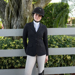 Grand Prix Ladies EQJ 3 Button Show Coat, NY Tech Fabric, Black - Equiluxe Tack