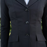 Grand Prix Ladies EQJ 3 Button Show Coat, NY Tech Fabric, Black - Equiluxe Tack