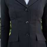 Grand Prix Ladies EQJ 3 Button Show Coat, NY Tech Fabric, Black - Equiluxe Tack