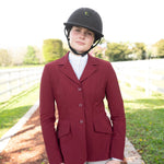 Grand Prix Ladies EQJ 3 Button Show Coat, NY Tech Fabric, Burgundy - Equiluxe Tack