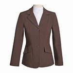 Grand Prix Ladies EQJ 3 Button Show Coat, NY Tech Fabric, Chocolate - Equiluxe Tack