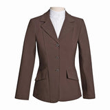 Grand Prix Ladies EQJ 3 Button Show Coat, NY Tech Fabric, Chocolate - Equiluxe Tack