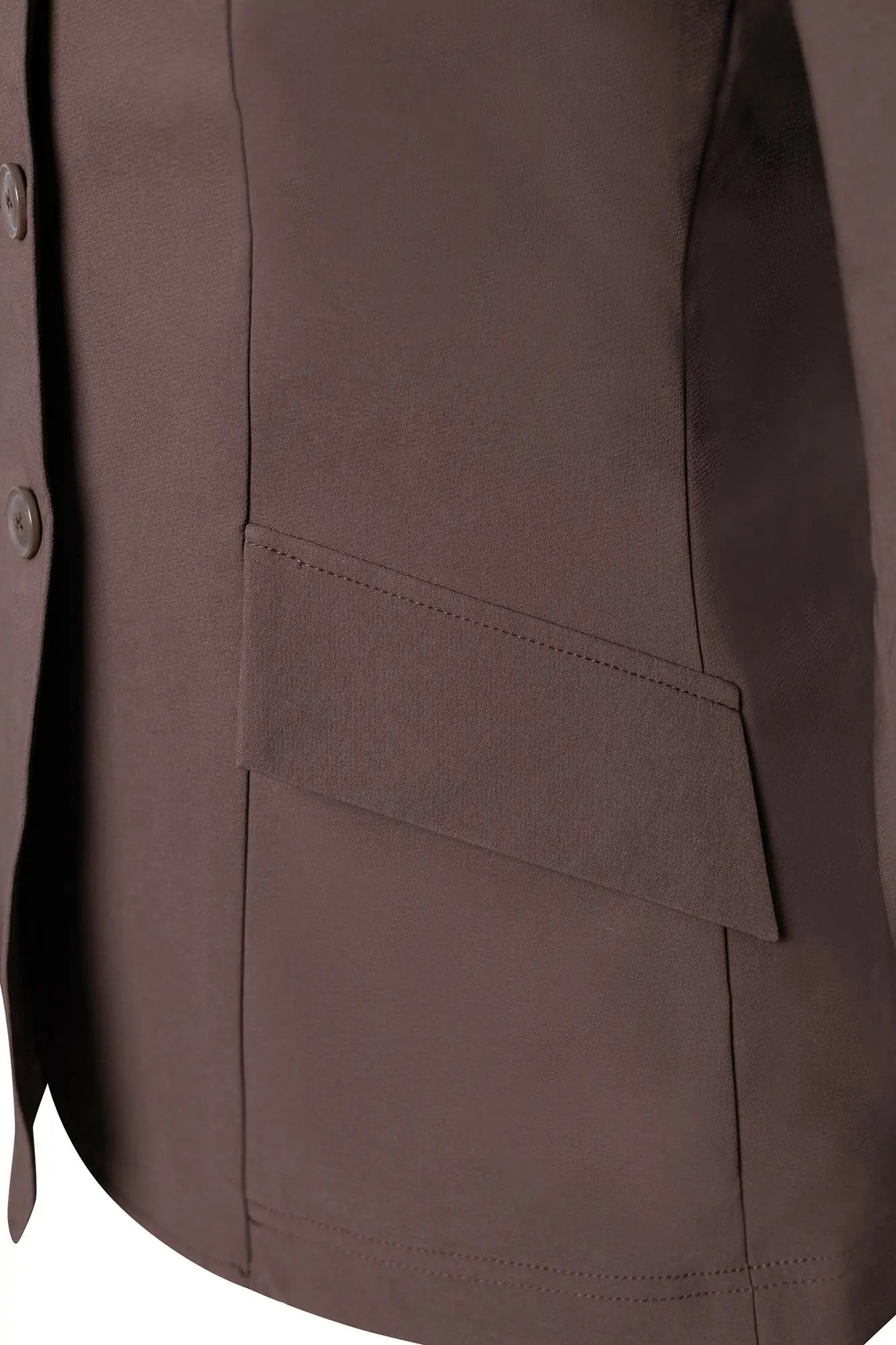 Grand Prix Ladies EQJ 3 Button Show Coat, NY Tech Fabric, Chocolate - Equiluxe Tack