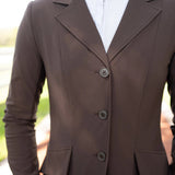Grand Prix Ladies EQJ 3 Button Show Coat, NY Tech Fabric, Chocolate - Equiluxe Tack