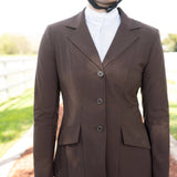 Grand Prix Ladies EQJ 3 Button Show Coat, NY Tech Fabric, Chocolate - Equiluxe Tack