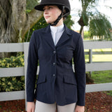 Grand Prix Ladies EQJ 3 Button Show Coat, NY Tech Fabric, Navy - Equiluxe Tack
