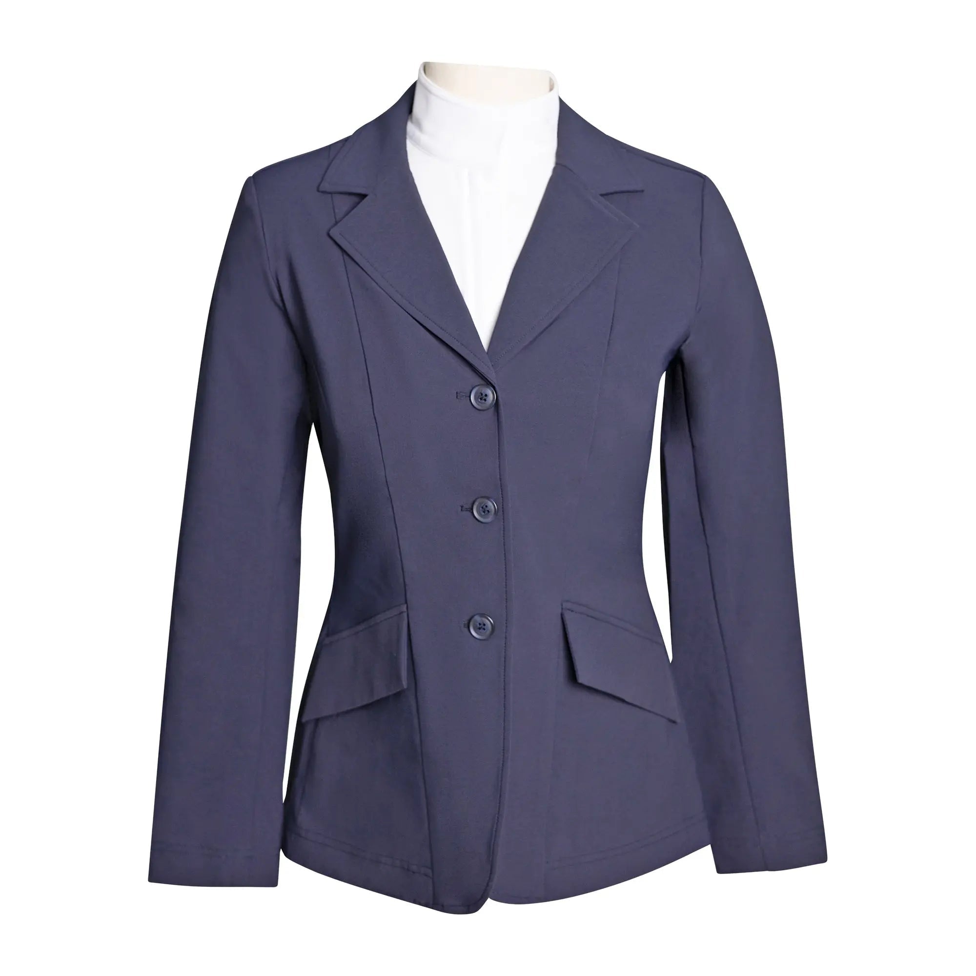 Grand Prix Ladies EQJ 3 Button Show Coat, NY Tech Fabric, Navy - Equiluxe Tack