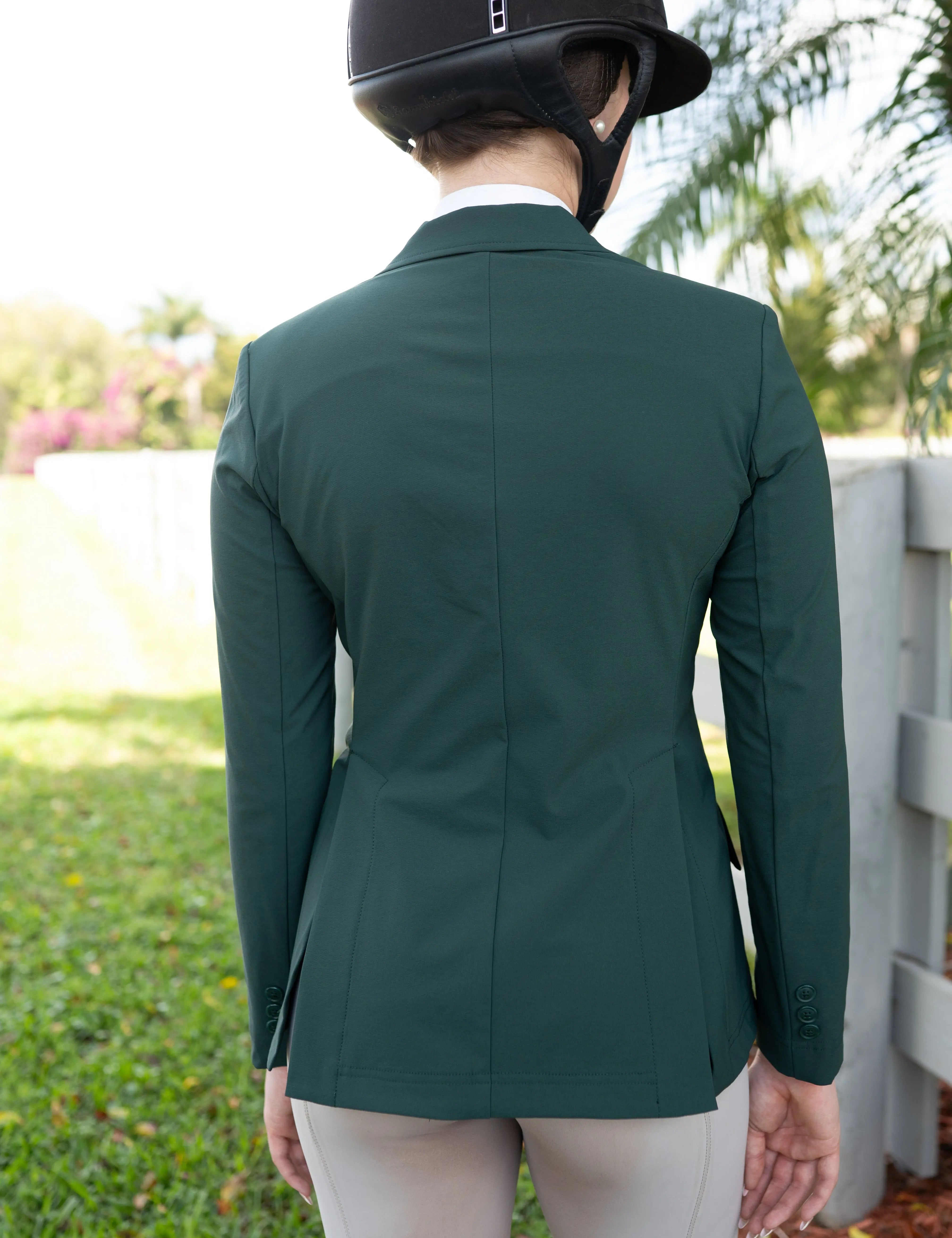 Grand Prix Ladies EQJ 3 Button Show Coat, NY Tech Fabric, New Green - Equiluxe Tack