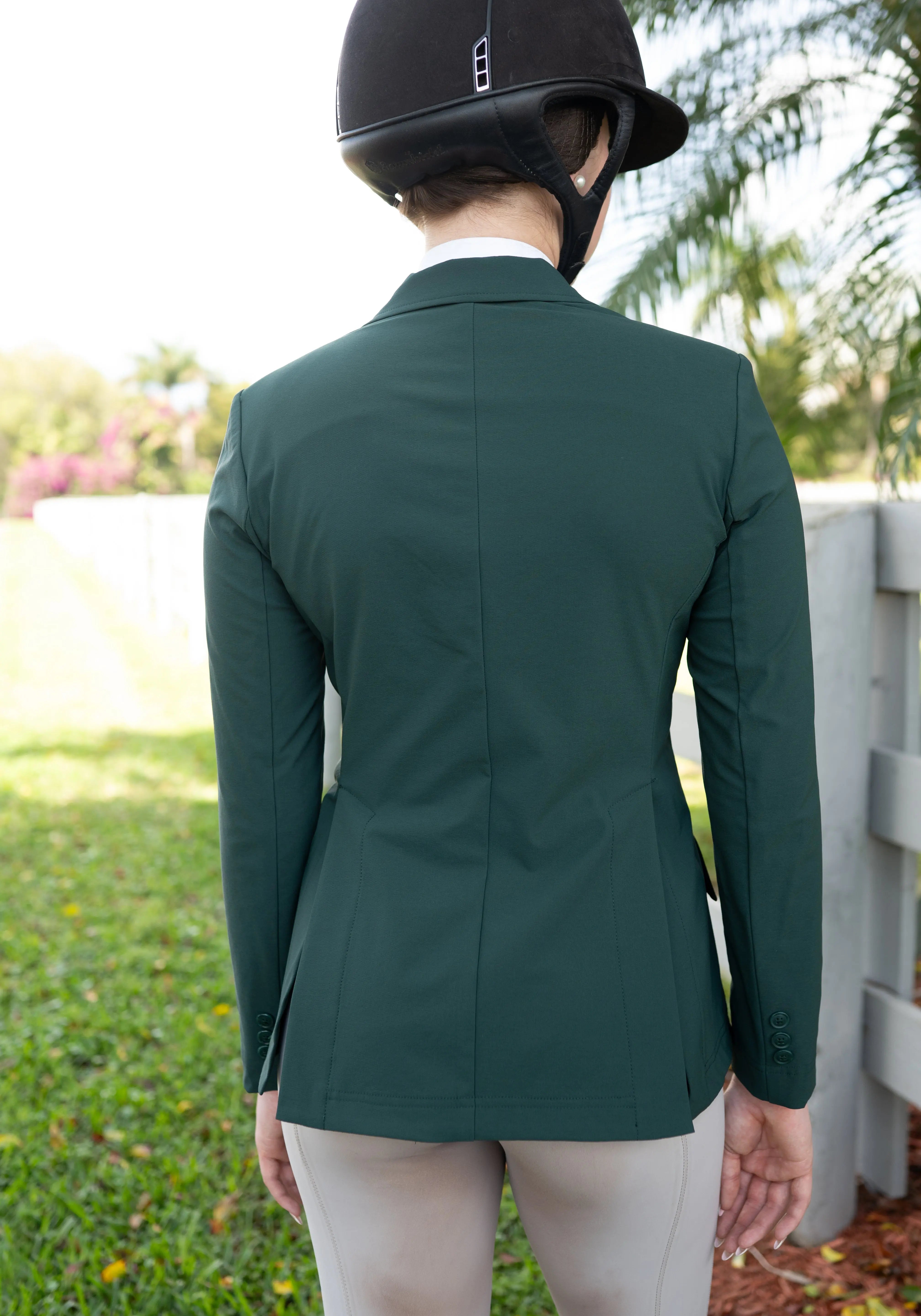 Grand Prix Ladies EQJ 3 Button Show Coat, NY Tech Fabric, New Green - Equiluxe Tack