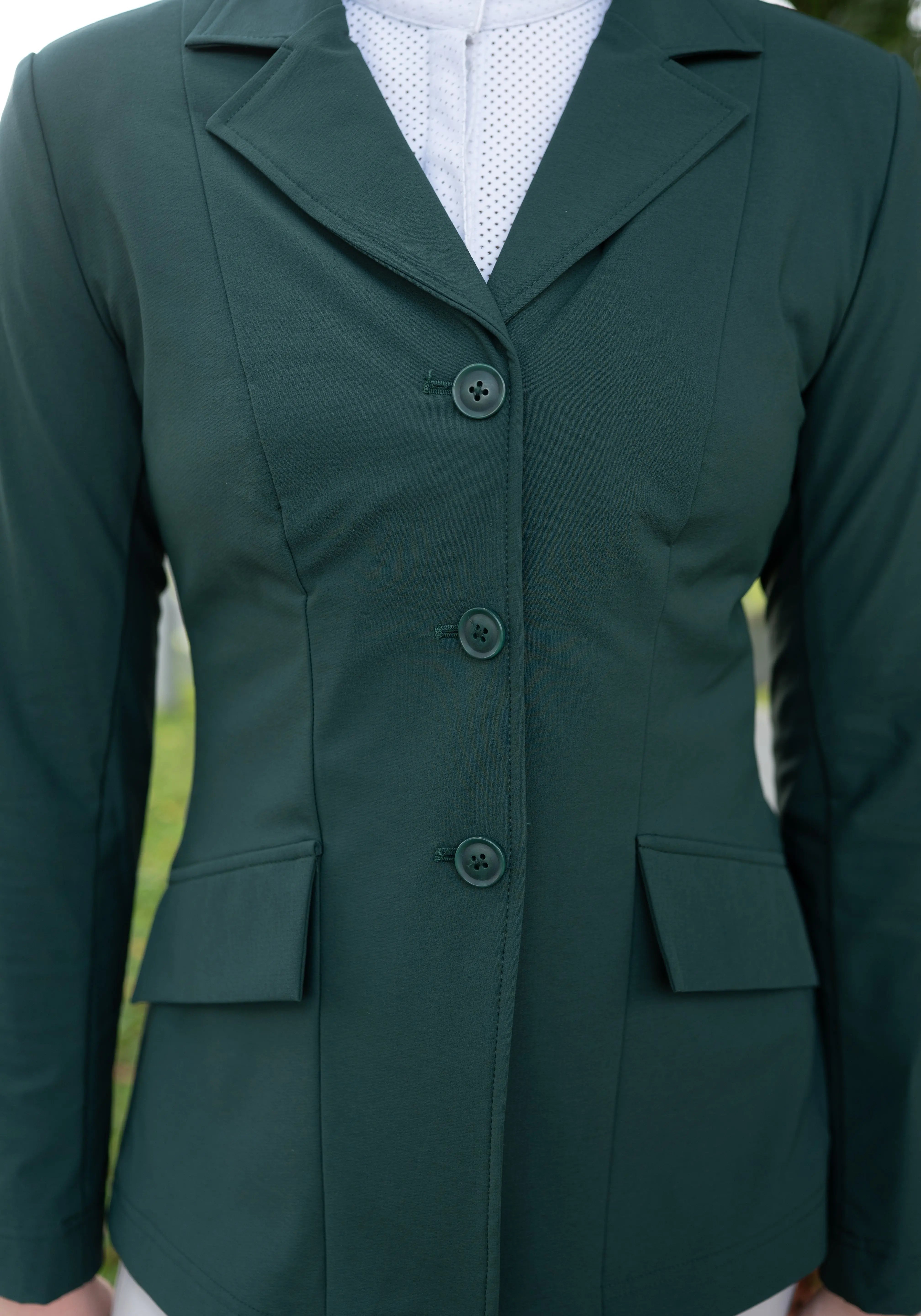 Grand Prix Ladies EQJ 3 Button Show Coat, NY Tech Fabric, New Green - Equiluxe Tack