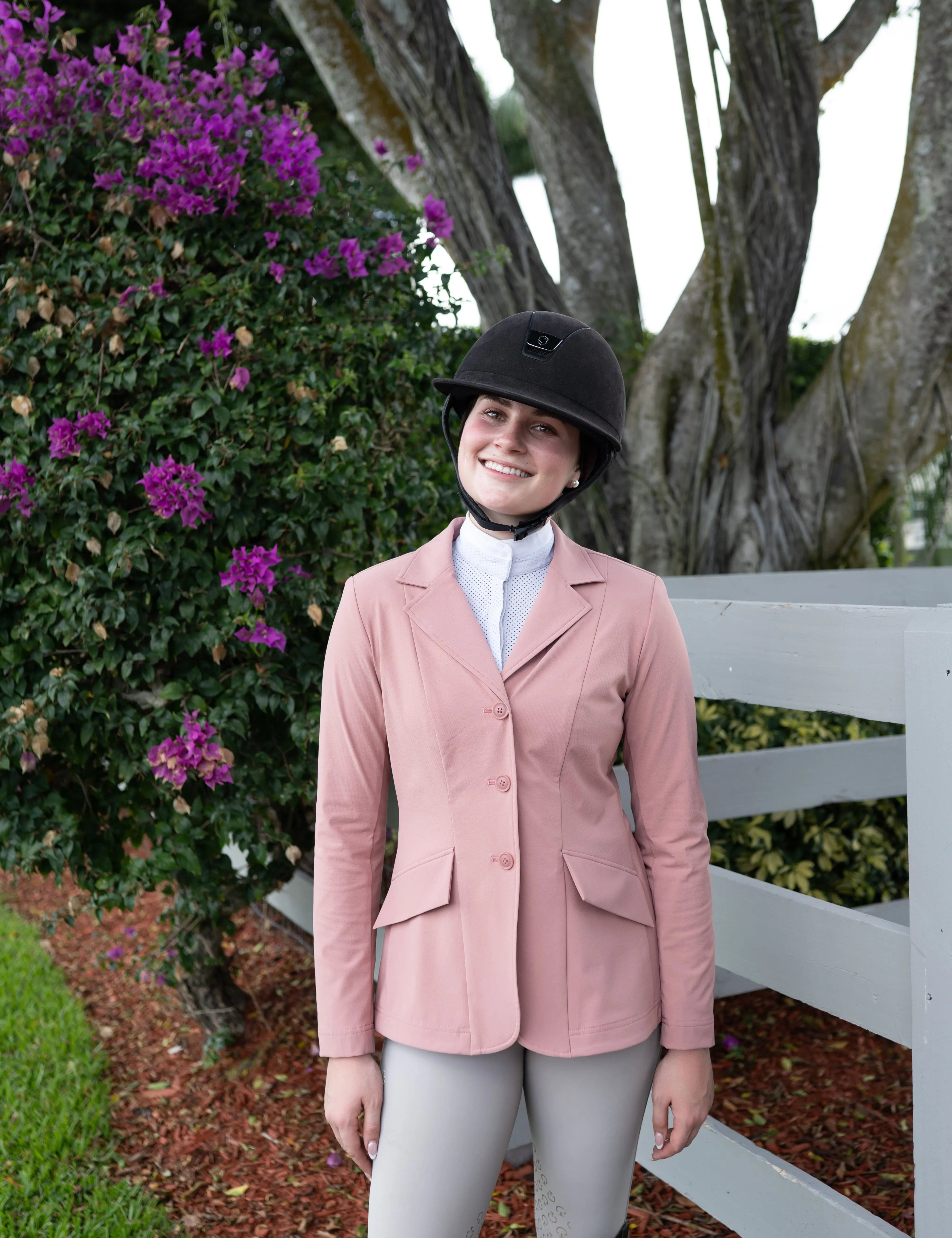 Grand Prix Ladies EQJ 3 Button Show Coat, NY Tech Fabric, Rose - Equiluxe Tack