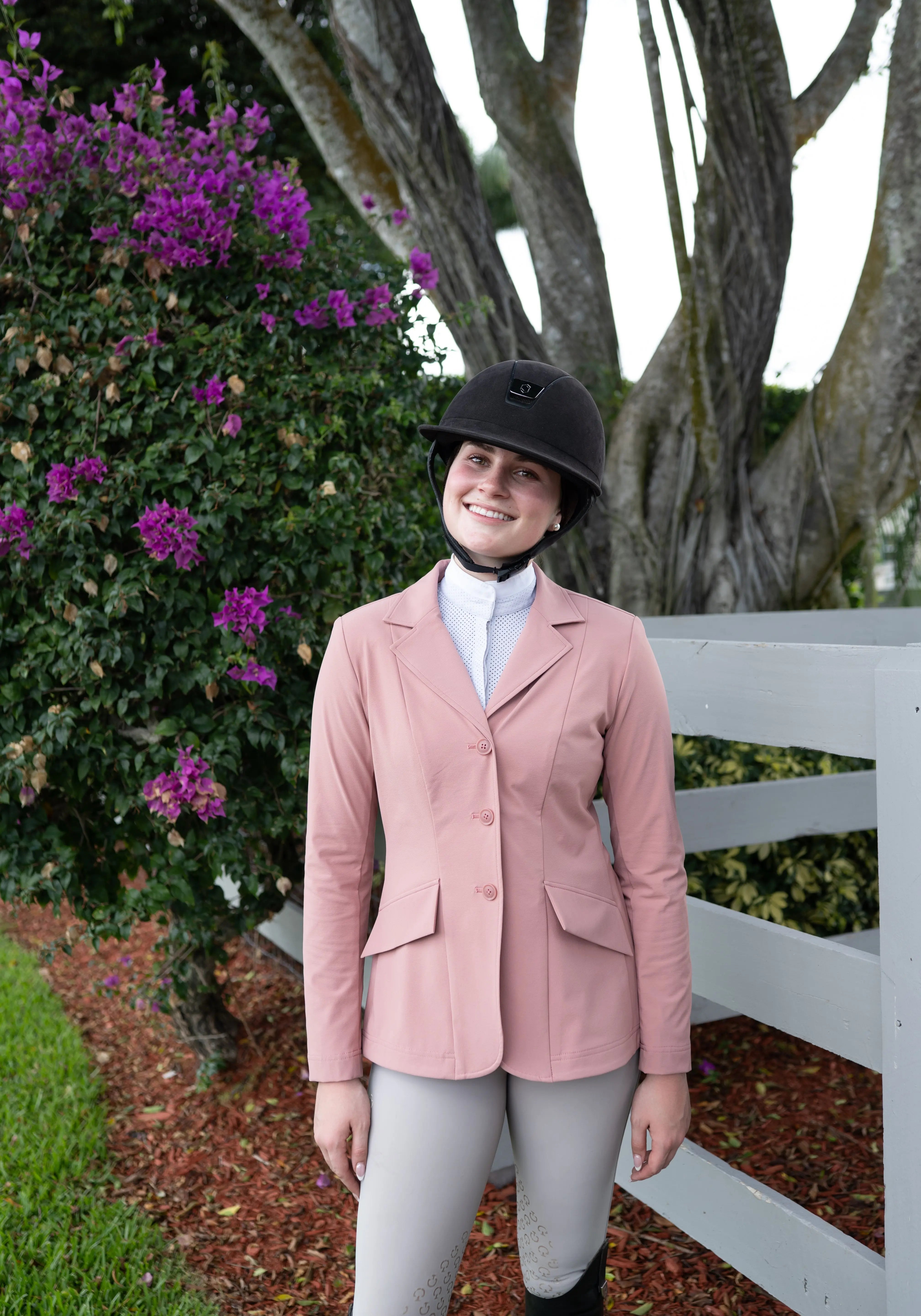 Grand Prix Ladies EQJ 3 Button Show Coat, NY Tech Fabric, Rose - Equiluxe Tack