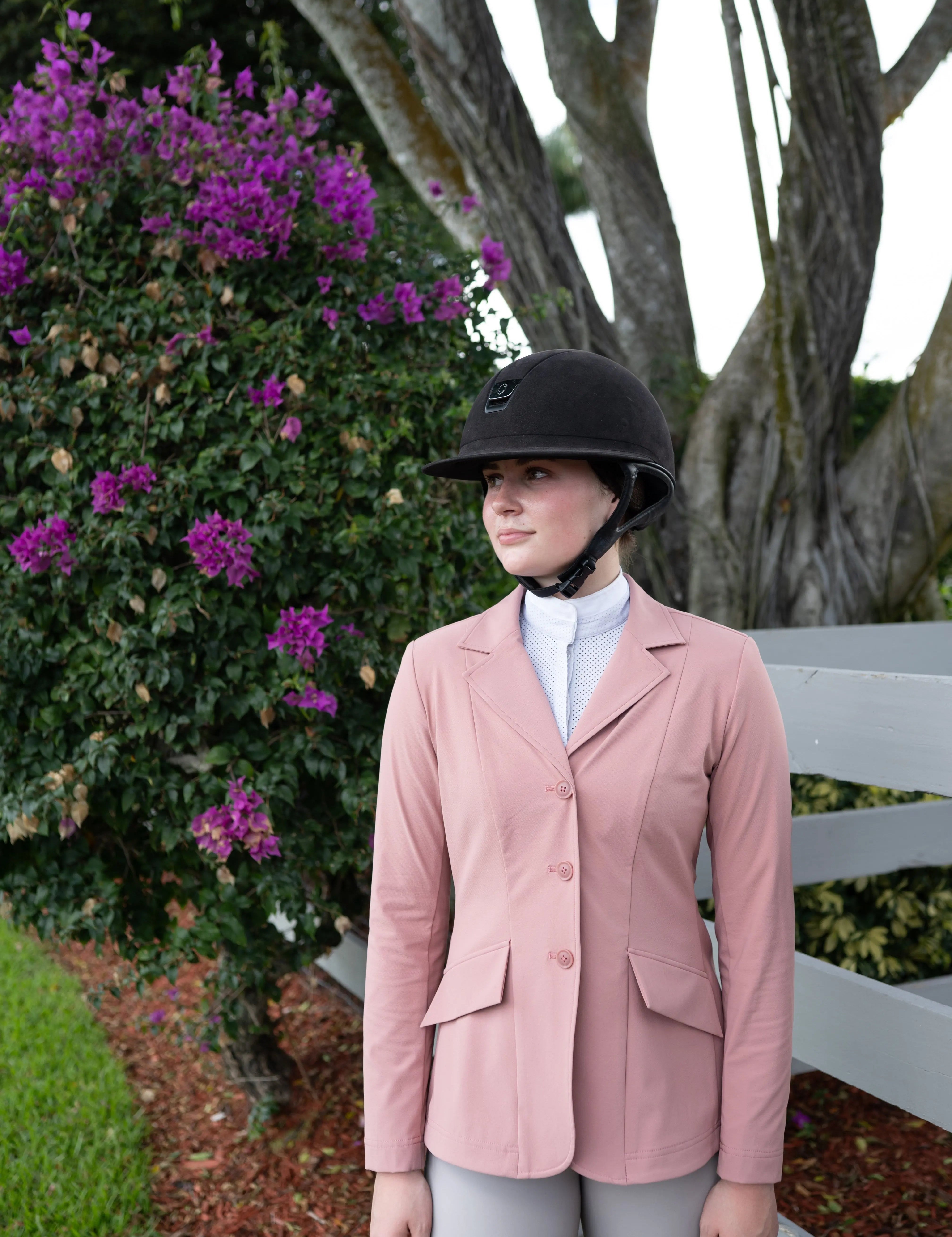 Grand Prix Ladies EQJ 3 Button Show Coat, NY Tech Fabric, Rose - Equiluxe Tack