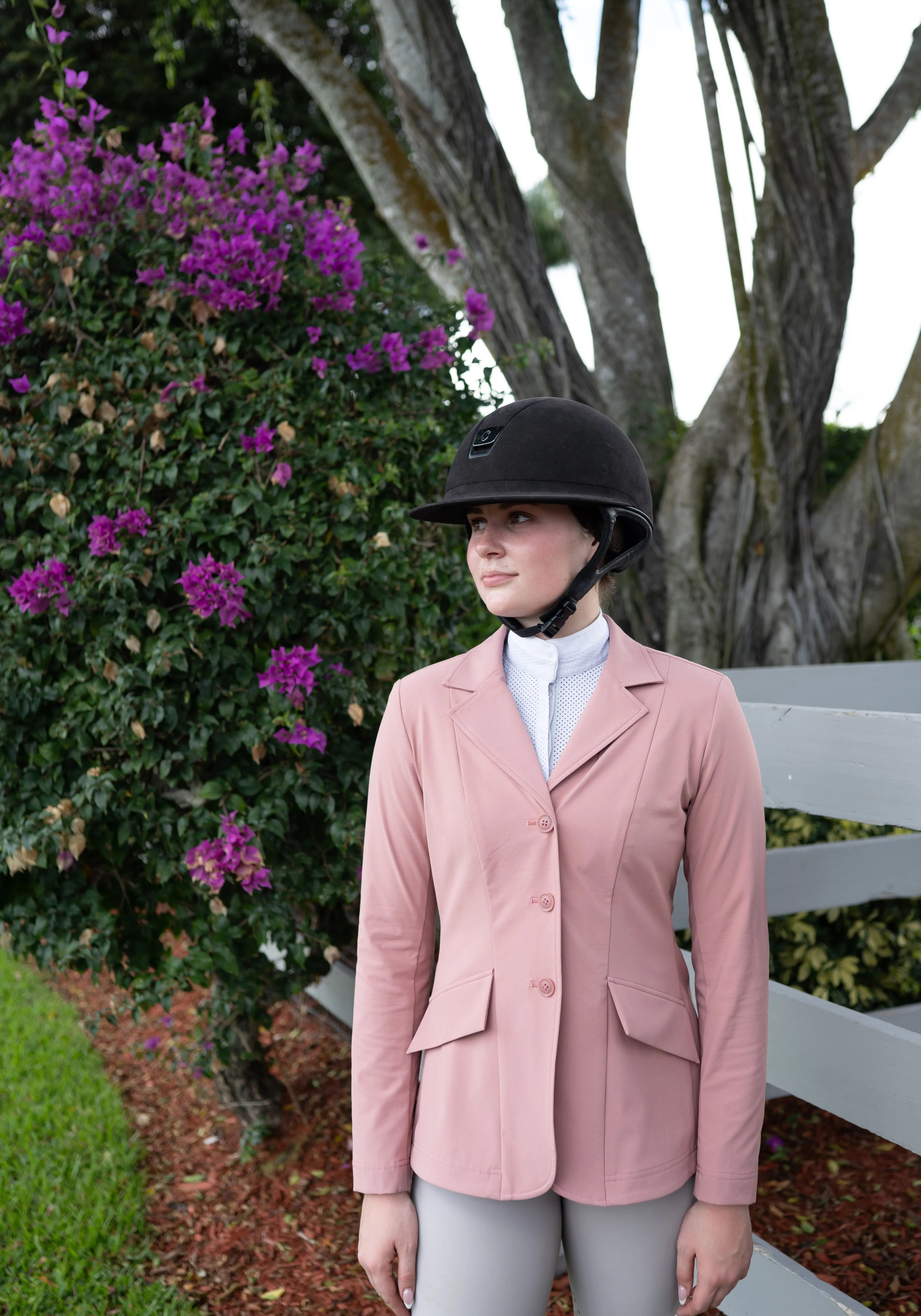 Grand Prix Ladies EQJ 3 Button Show Coat, NY Tech Fabric, Rose - Equiluxe Tack