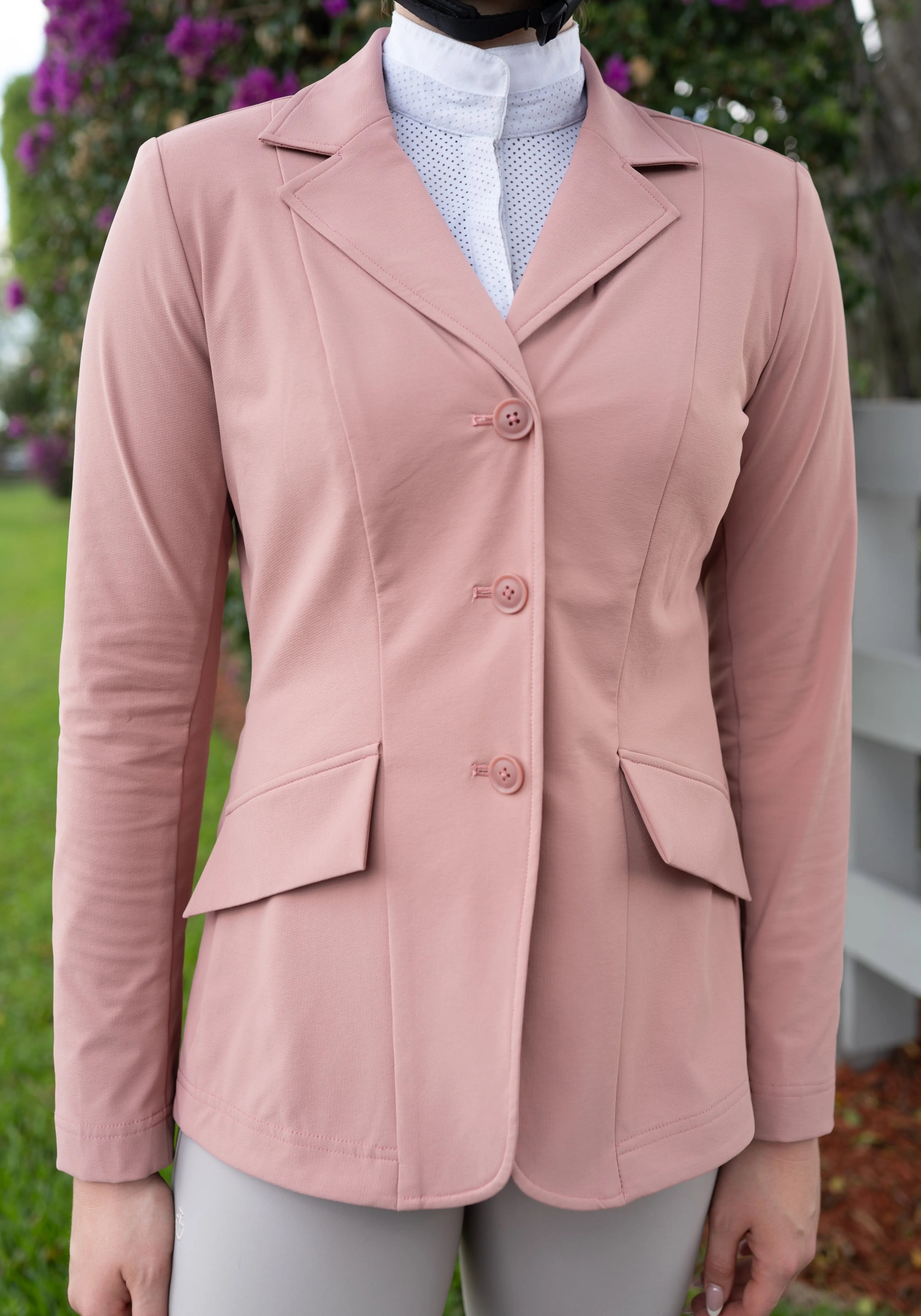 Grand Prix Ladies EQJ 3 Button Show Coat, NY Tech Fabric, Rose - Equiluxe Tack