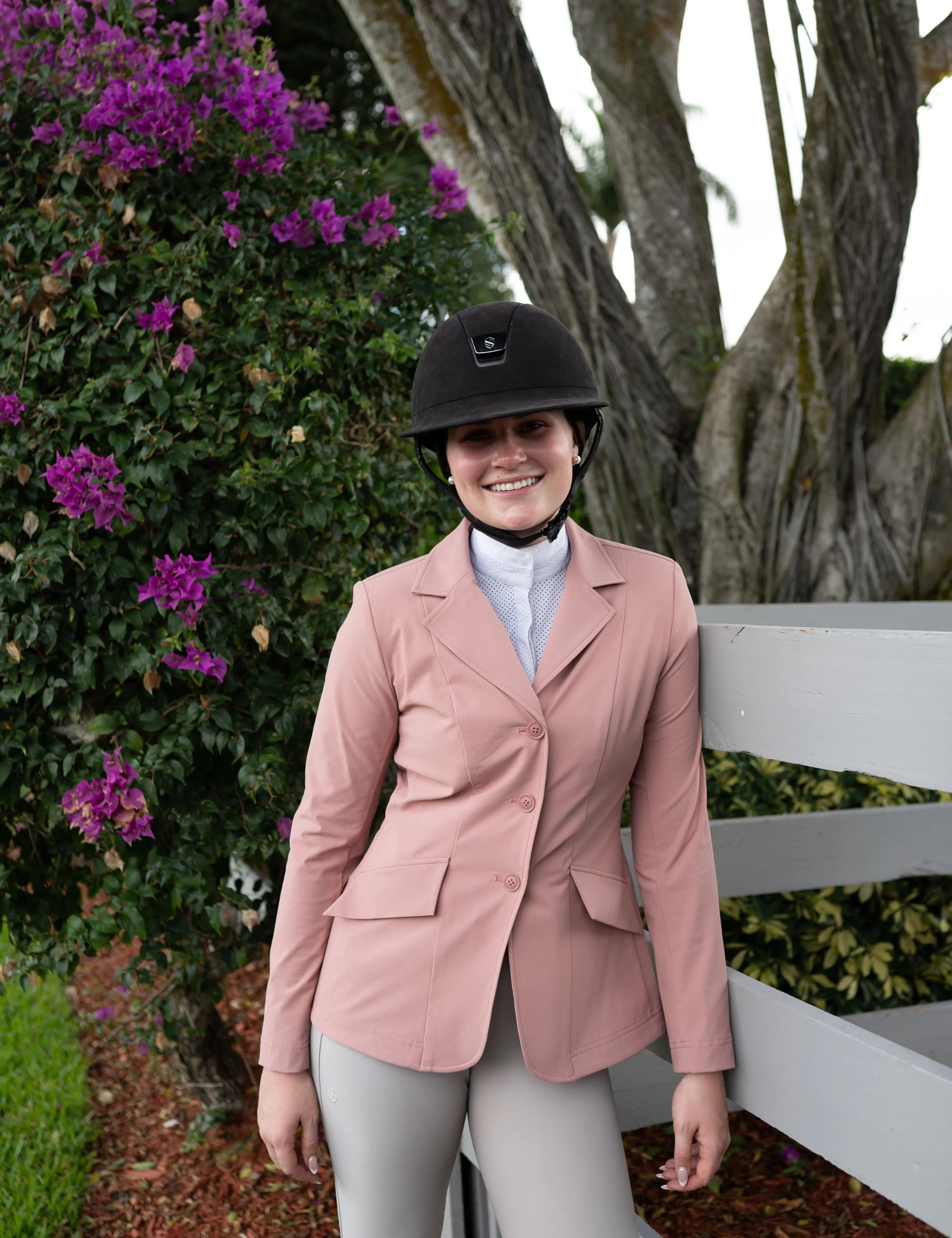 Grand Prix Ladies EQJ 3 Button Show Coat, NY Tech Fabric, Rose - Equiluxe Tack