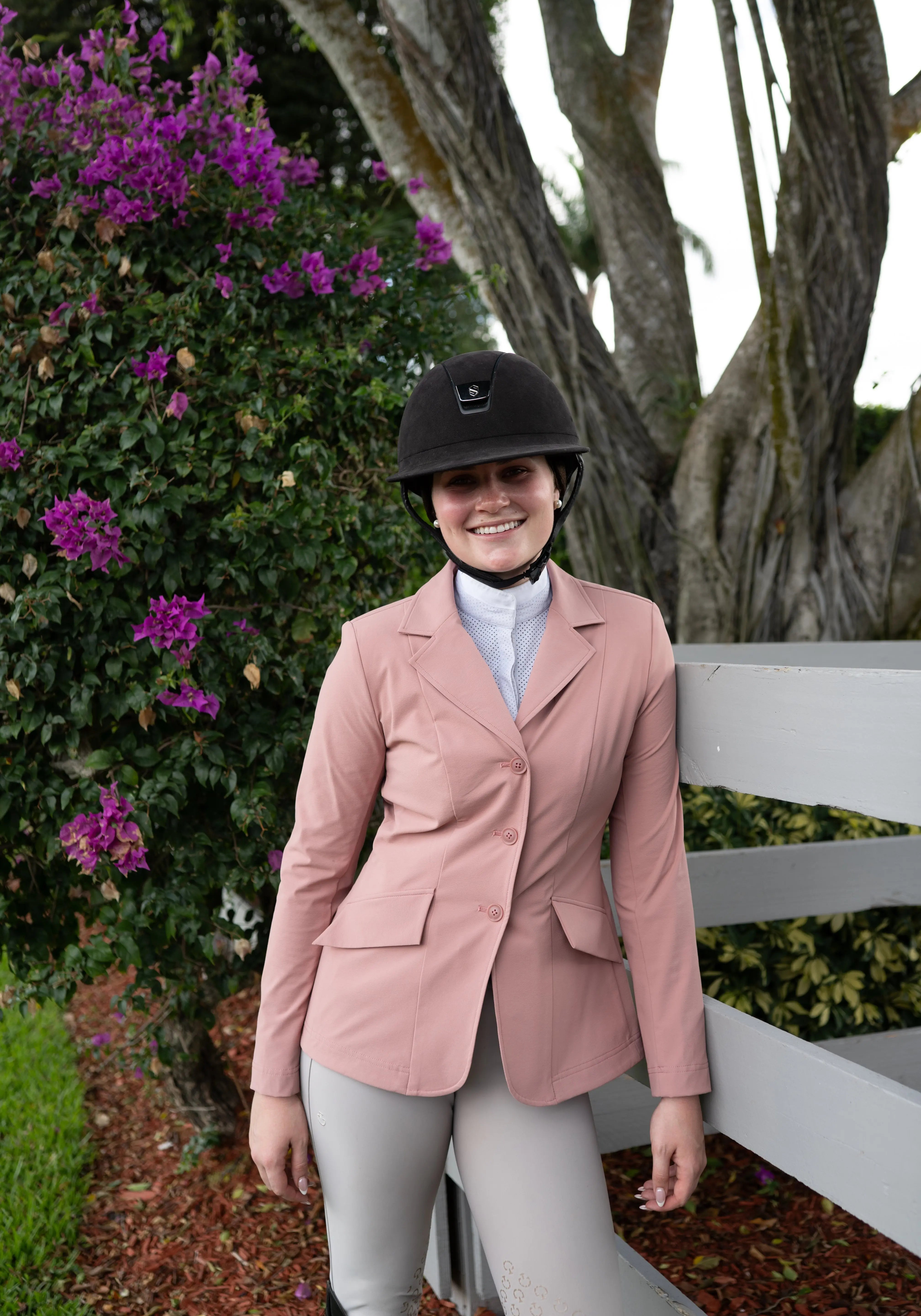 Grand Prix Ladies EQJ 3 Button Show Coat, NY Tech Fabric, Rose - Equiluxe Tack