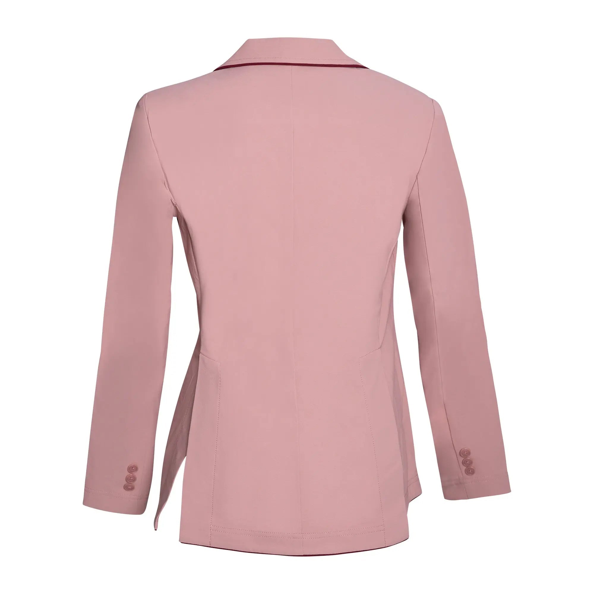 Grand Prix Ladies EQJ 3 Button Show Coat, Rose with Burgundy Piping - Equiluxe Tack