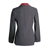 Grand Prix Ladies EQJ Classic 3 Button Show Jacket, Black with Burgundy Collar - Equiluxe Tack