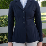 Grand Prix Ladies Quinn Show Coat, 4 Button with Hidden Zipper Closure, Navy - Equiluxe Tack