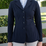 Grand Prix Ladies Quinn Show Coat, 4 Button with Hidden Zipper Closure, Navy - Equiluxe Tack