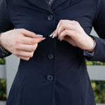 Grand Prix Ladies Quinn Show Coat, 4 Button with Hidden Zipper Closure, Navy - Equiluxe Tack