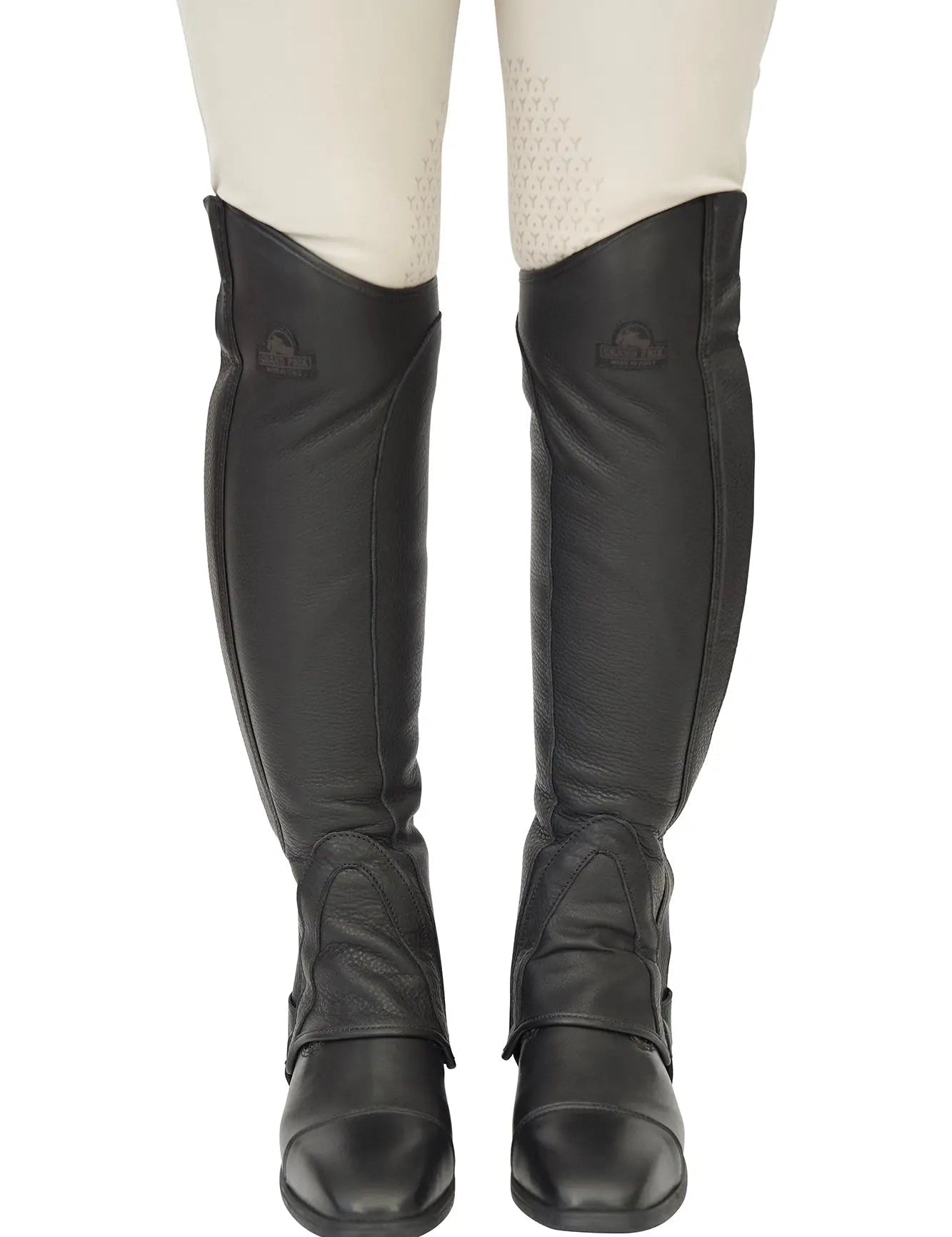 Grand Prix LC Italian Full Leather Half Chaps, Black - Equiluxe Tack