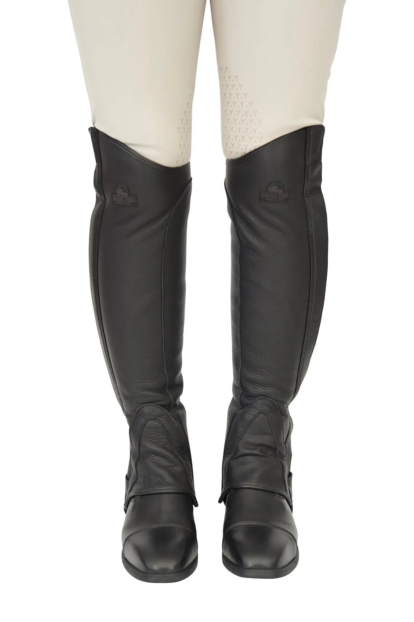 Grand Prix LC Italian Full Leather Half Chaps, Black - Equiluxe Tack