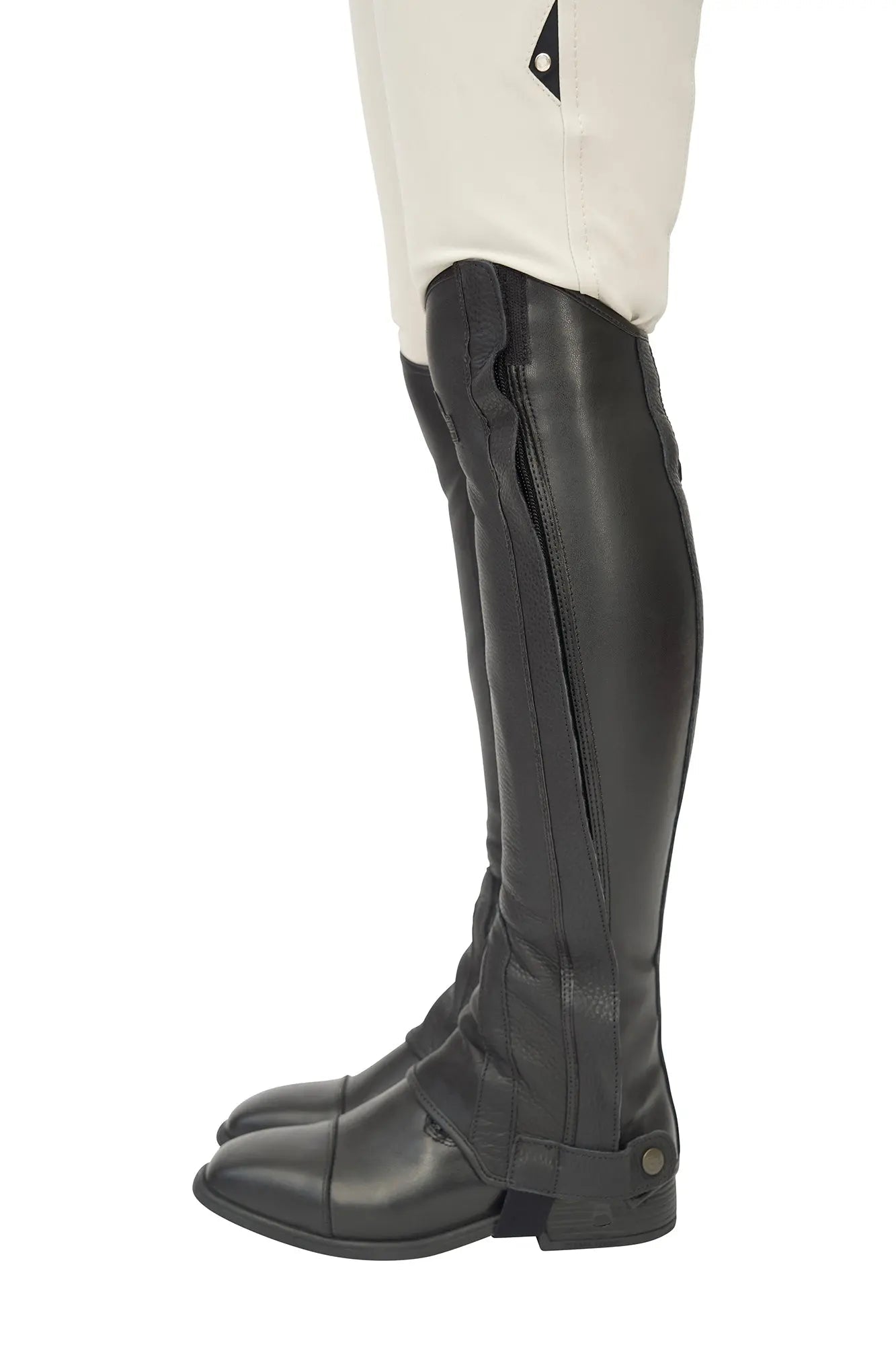 Grand Prix LC Italian Full Leather Half Chaps, Black - Equiluxe Tack